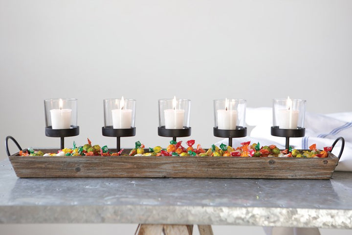 Wood and Metal Votive Holder