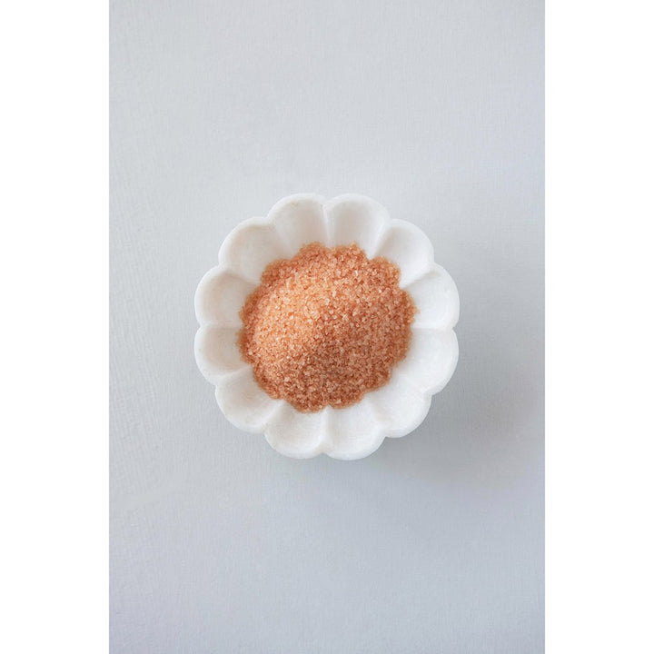 white carved marble flower shaped dish
