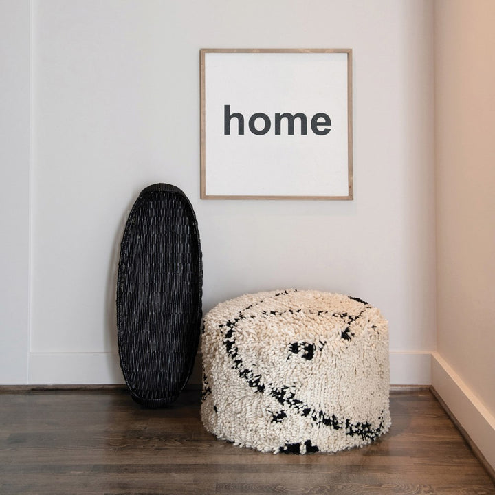 black woven rattan tray