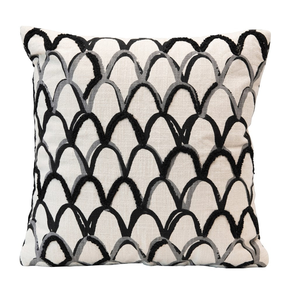 white and black scallop pillow