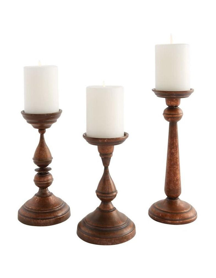 Copper Candlestick Set with Candles