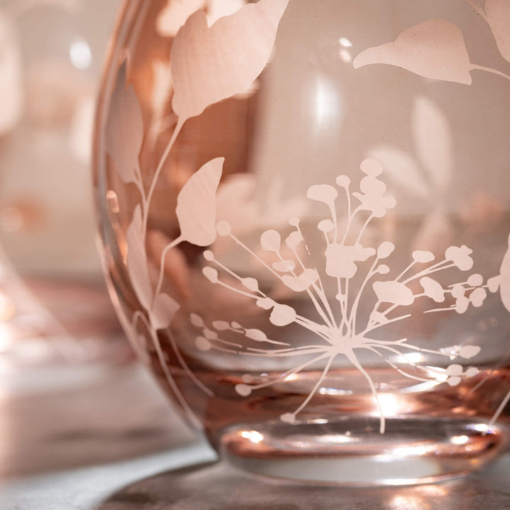 Etched Pink Glass Vases