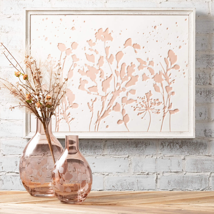 Etched Pink Glass Vases
