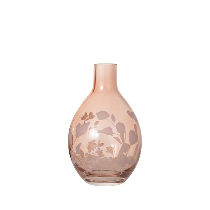 Etched Pink Glass Vases