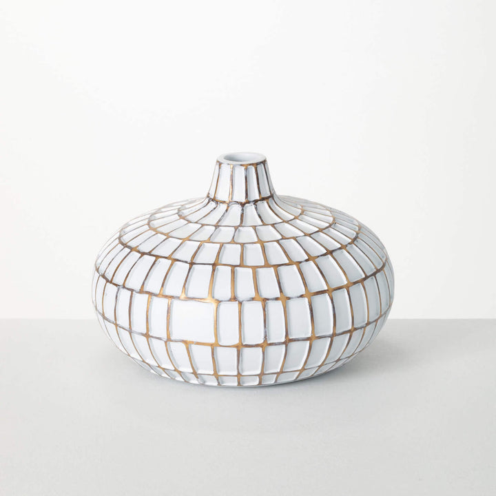 Gold Brushed Mod Pattern Vase