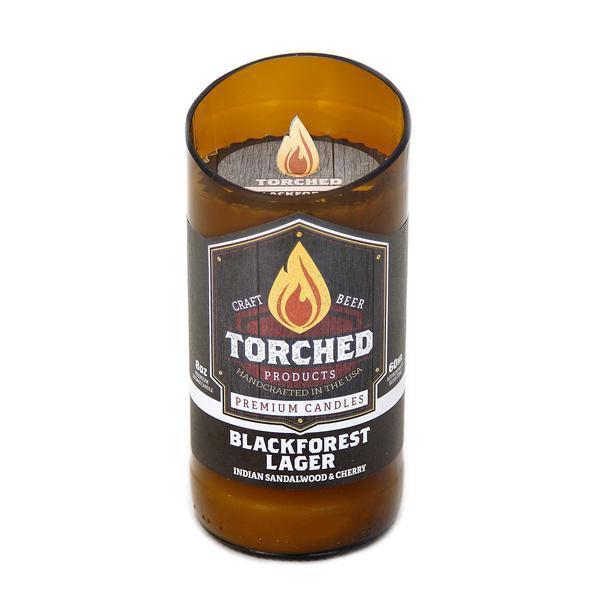 torched black forest lager beer candle