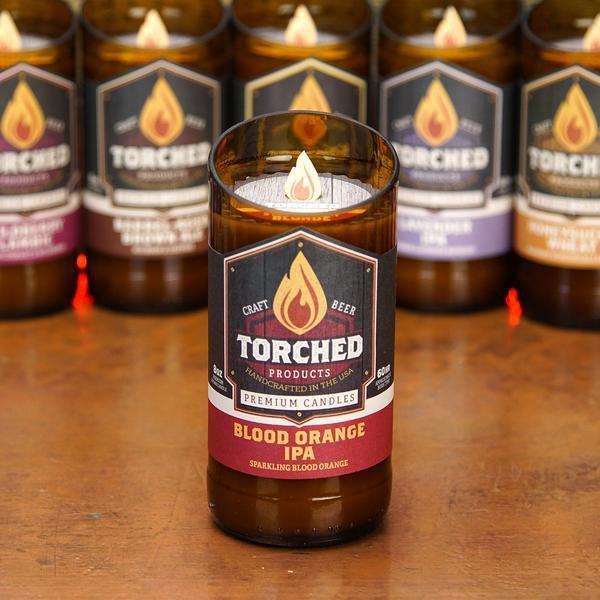 torched blood orange ipa beer candle
