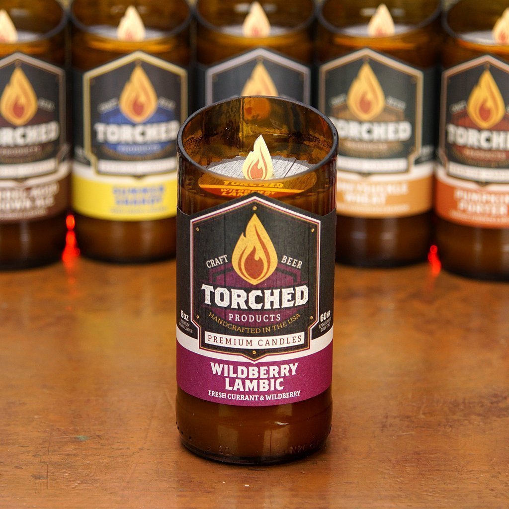 torched wildberry lambic beer candle