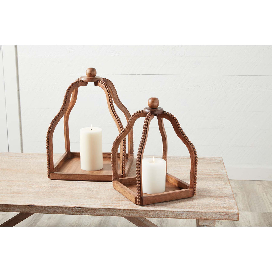 set of wood bead open air lanterns